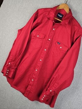 Wrangle Cowboy Cut Pearl Snap Work Shirt Red Mens Sz 2XT